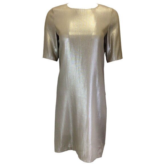 TIA CIBANI METALLIC SHORT SLEEVED MIDI DRESS - Picture 1 of 4
